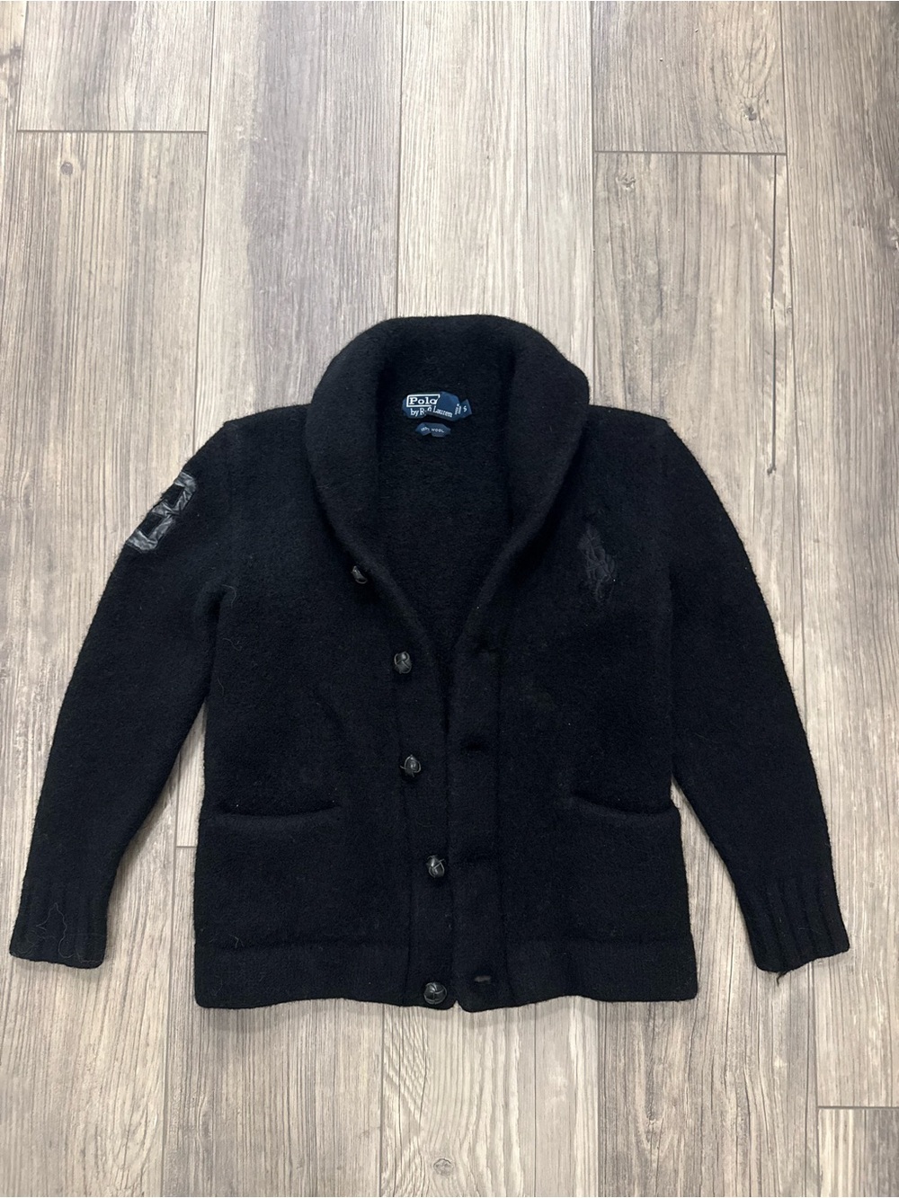 Polo by Ralph Lauren womans Black Cardigan 100% wool button up size small